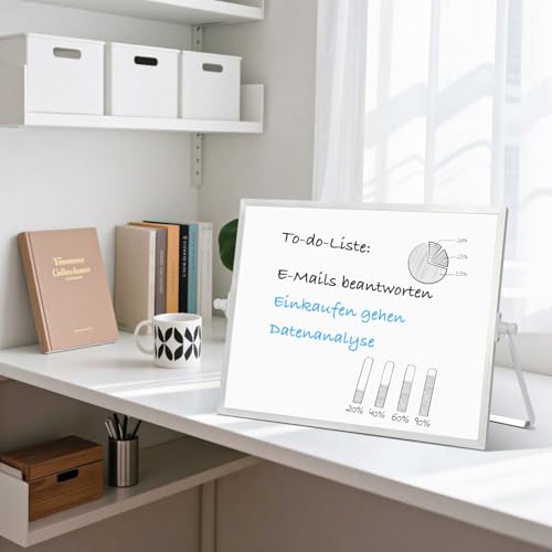 Whiteboard Magnetisch, Beidseitige Verwendung Desktop Magnettafel klein, White Board Klein mit Ständer 30x40cm Schreibtafel Abwischbar