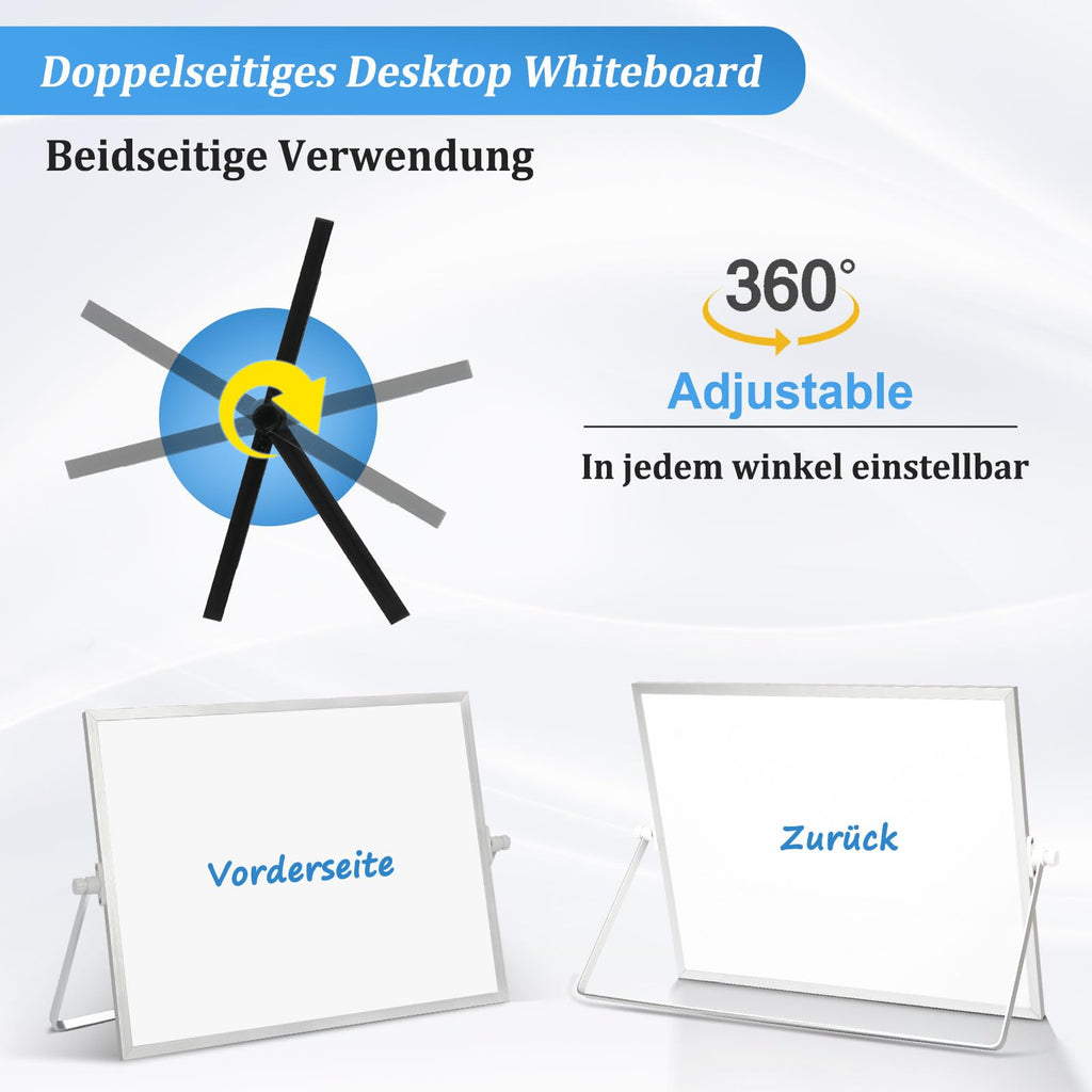 Whiteboard Magnetisch, Beidseitige Verwendung Desktop Magnettafel klein, White Board Klein mit Ständer 30x40cm Schreibtafel Abwischbar