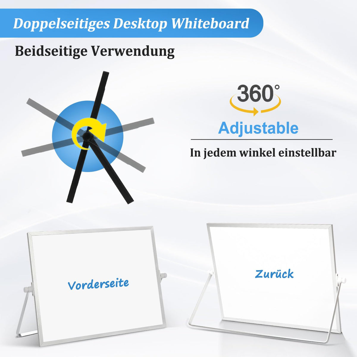 Whiteboard Magnetisch, Beidseitige Verwendung Desktop Magnettafel klein, White Board Klein mit Ständer 30x40cm Schreibtafel Abwischbar