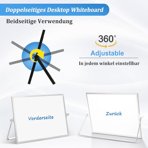 Whiteboard Magnetisch, Beidseitige Verwendung Desktop Magnettafel klein, White Board Klein mit Ständer 30x40cm Schreibtafel Abwischbar