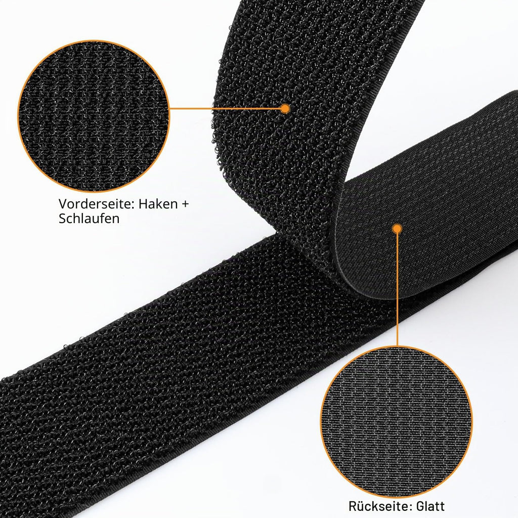 5m x 5cm Klettband mit 20 Schnalle, Freie Schnittlänge Klett Kabelbinder Wiederverschließbar, Kabel Klettbinder Klettverschluss Band Schwarz für Kabel, Schnüre, Schläuche usw