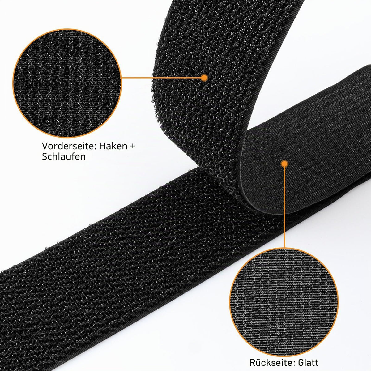 5m x 5cm Klettband mit 20 Schnalle, Freie Schnittlänge Klett Kabelbinder Wiederverschließbar, Kabel Klettbinder Klettverschluss Band Schwarz für Kabel, Schnüre, Schläuche usw