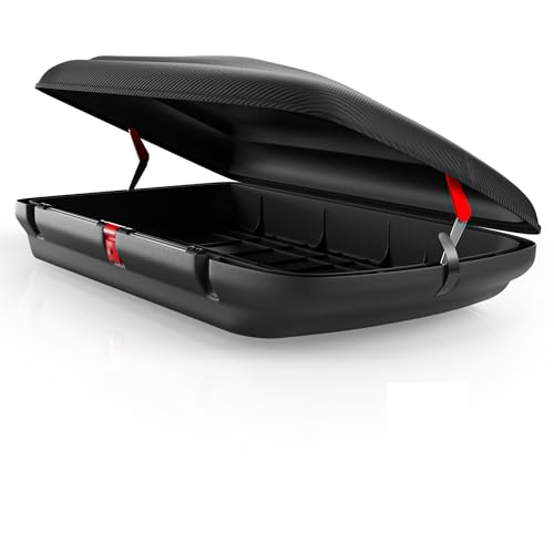 Dachbox Auto VDP-BA320 - Dachkoffer für Auto 320l - Autobox Dach im Carbonlook - Roof Box Autodach mit Zentralverriegelung - Aerodynamische Dachbox