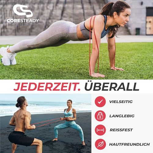 Coresteady Fitnessband und Gummiband Sport – Robustes Klimmzugband aus Gummi für Männer und Frauen – Krafttraining und Muskelaufbau – Training, Fitness, Klimmzughilfe – Fitness Band