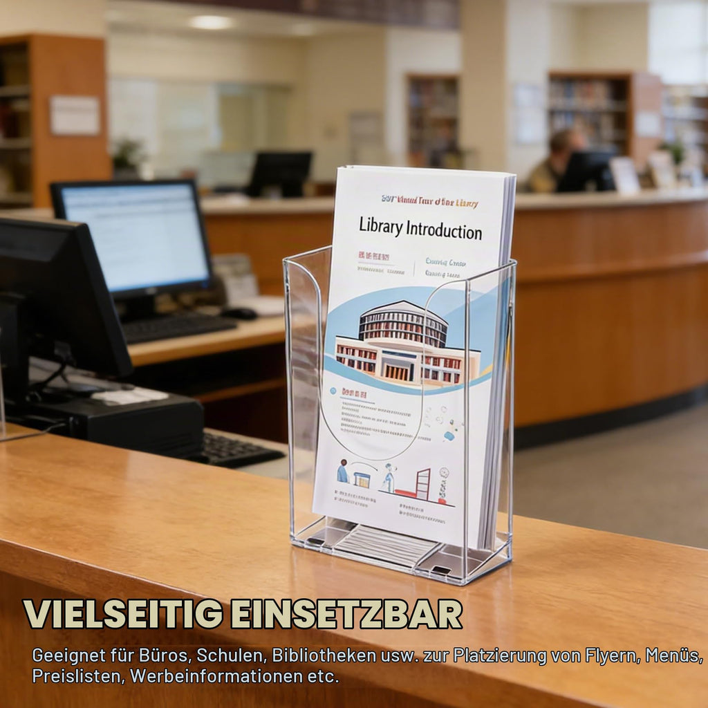 YUDAWN 6 Stück Wandprospekthalter A6, Flyerhalter zur Wandmontage Transparenter Acryl Prospekthalter Wand Prospektständer Zeitschriftenhalter für Büro Schule Restaurant Rezeption