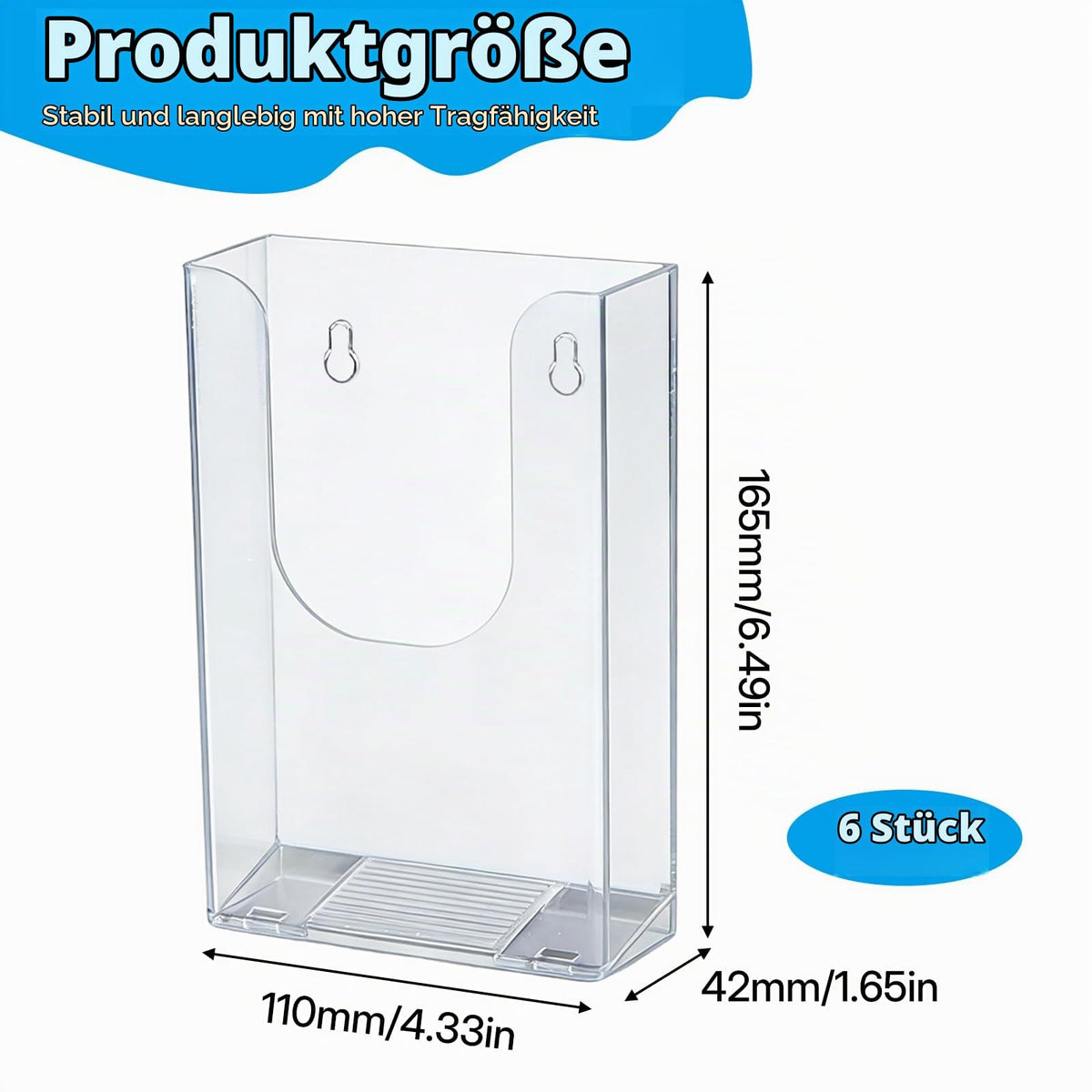 YUDAWN 6 Stück Wandprospekthalter A6, Flyerhalter zur Wandmontage Transparenter Acryl Prospekthalter Wand Prospektständer Zeitschriftenhalter für Büro Schule Restaurant Rezeption