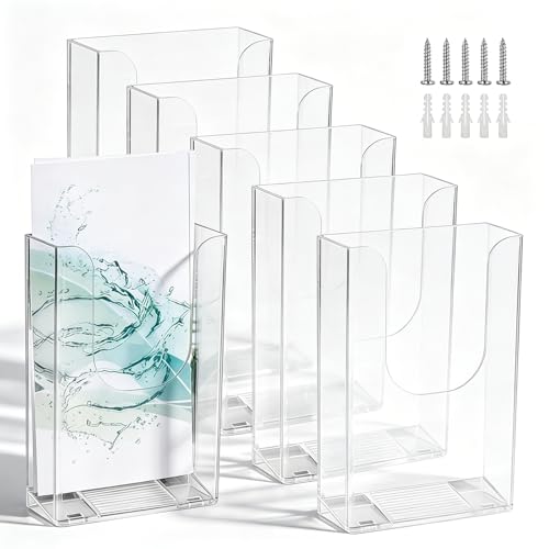 YUDAWN 6 Stück Wandprospekthalter A6, Flyerhalter zur Wandmontage Transparenter Acryl Prospekthalter Wand Prospektständer Zeitschriftenhalter für Büro Schule Restaurant Rezeption