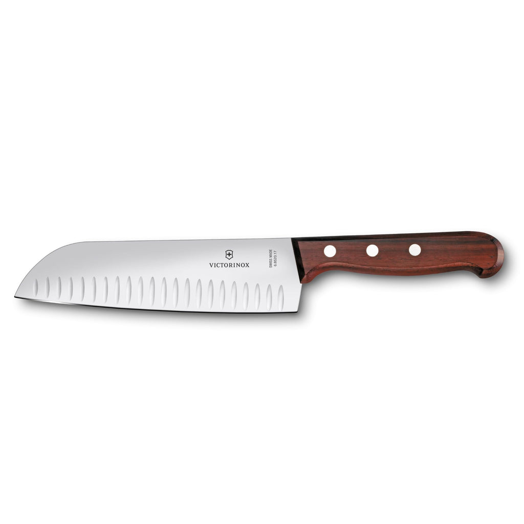 Victorinox Wood Santokumesser, Japanisches Kochmesser, 17 cm, Kullenschliff