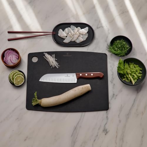 Victorinox Wood Santokumesser, Japanisches Kochmesser, 17 cm, Kullenschliff