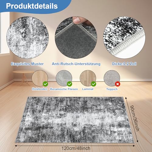 Capslpad rutschfeste Stuhlmatten für Hartholzboden 120x150cm Schwarz Abstrakt Bodenschutzmatte Schreibtischstuhl Unterlage Schreibtisch Teppich für Hartböden Büro Bürostuhl
