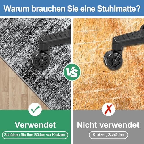 Capslpad rutschfeste Stuhlmatten für Hartholzboden 120x150cm Schwarz Abstrakt Bodenschutzmatte Schreibtischstuhl Unterlage Schreibtisch Teppich für Hartböden Büro Bürostuhl