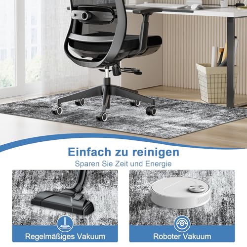 Capslpad rutschfeste Stuhlmatten für Hartholzboden 120x150cm Schwarz Abstrakt Bodenschutzmatte Schreibtischstuhl Unterlage Schreibtisch Teppich für Hartböden Büro Bürostuhl