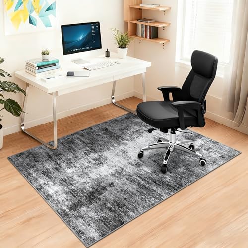 Capslpad rutschfeste Stuhlmatten für Hartholzboden 120x150cm Schwarz Abstrakt Bodenschutzmatte Schreibtischstuhl Unterlage Schreibtisch Teppich für Hartböden Büro Bürostuhl