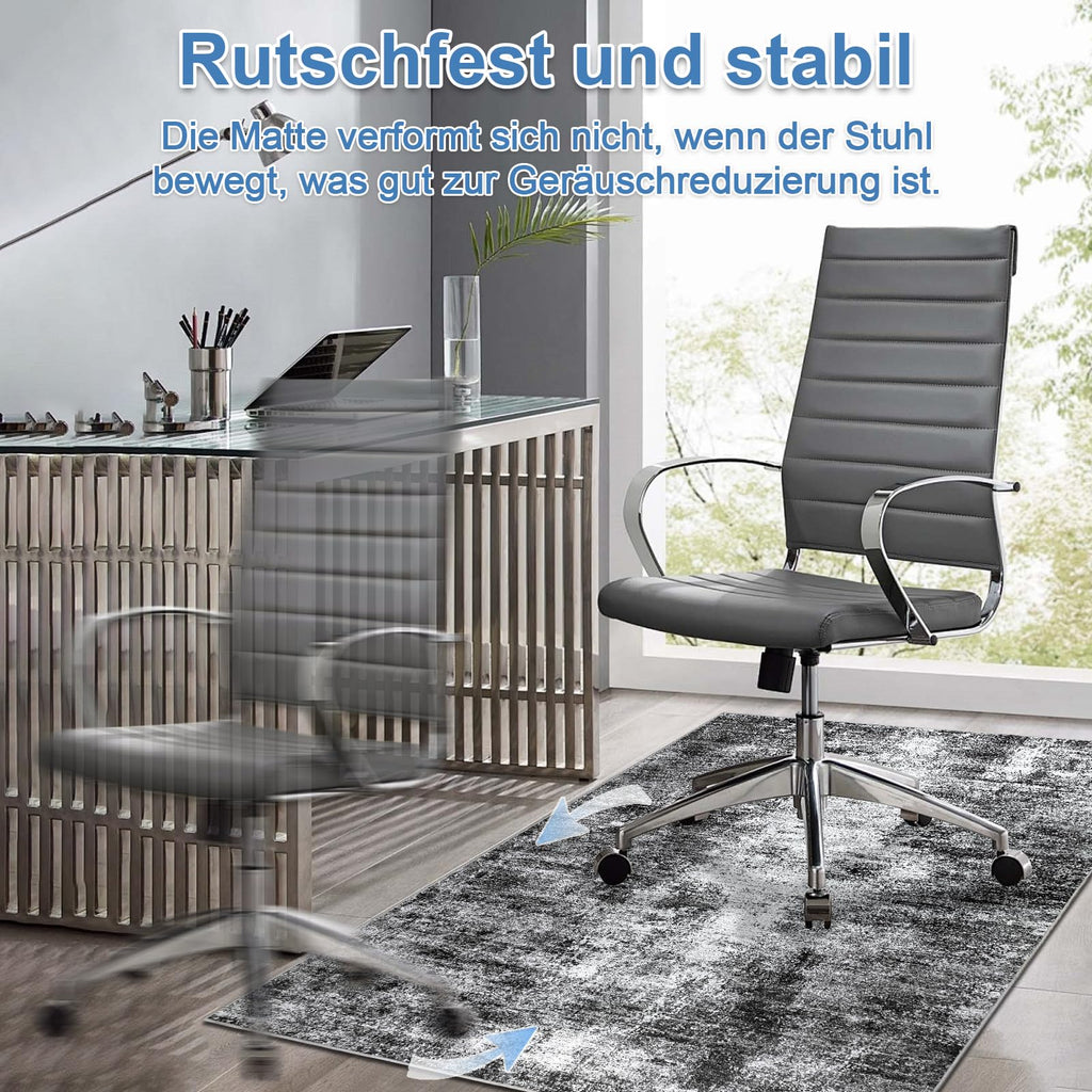 Capslpad rutschfeste Stuhlmatten für Hartholzboden 120x150cm Schwarz Abstrakt Bodenschutzmatte Schreibtischstuhl Unterlage Schreibtisch Teppich für Hartböden Büro Bürostuhl