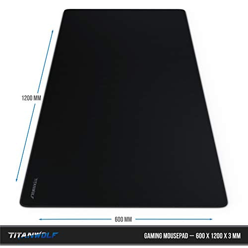 Titanwolf- Übergröße Mauspad Gaming Titanwolf 1200x600mm XXXL Mousepad groß mit Motiv Tischunterlage Large Size - verbessert Präzision und Geschwindigkeit XXL z.B. für Logitech Maus und Tastatur