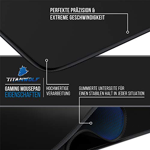 Titanwolf- Übergröße Mauspad Gaming Titanwolf 1200x600mm XXXL Mousepad groß mit Motiv Tischunterlage Large Size - verbessert Präzision und Geschwindigkeit XXL z.B. für Logitech Maus und Tastatur