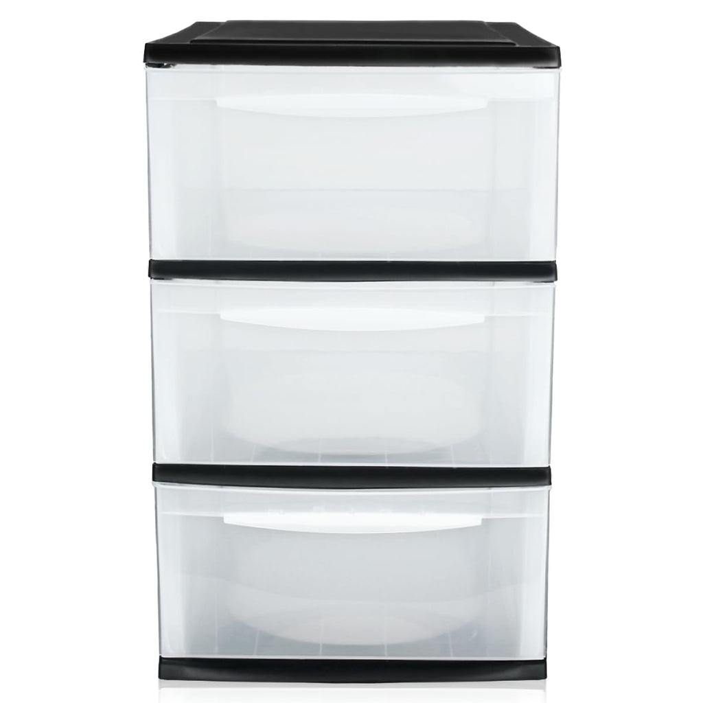 Schubladenbox A4 Schubladenschrank Kunststoff Schreibtisch Organizer mit 3 transparenten Schubladen Aufbewahrungsturm (8,71L Schubladen)
