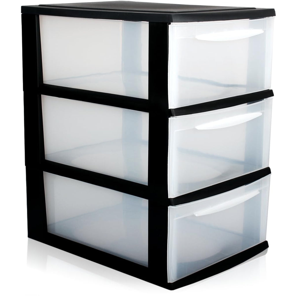 Schubladenbox A4 Schubladenschrank Kunststoff Schreibtisch Organizer mit 3 transparenten Schubladen Aufbewahrungsturm (8,71L Schubladen)