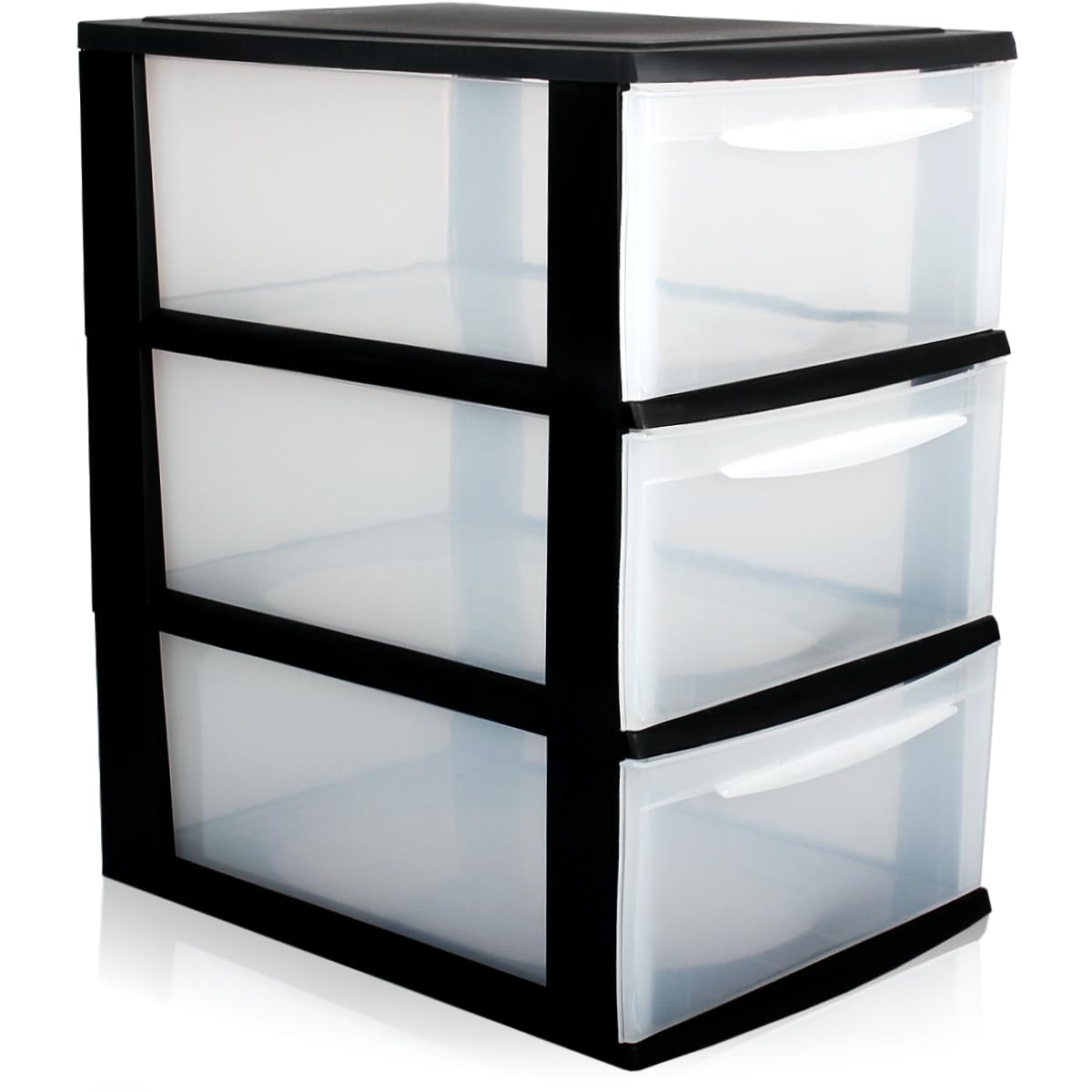 Schubladenbox A4 Schubladenschrank Kunststoff Schreibtisch Organizer mit 3 transparenten Schubladen Aufbewahrungsturm (8,71L Schubladen)