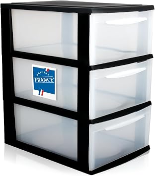 Schubladenbox A4 Schubladenschrank Kunststoff Schreibtisch Organizer mit 3 transparenten Schubladen Aufbewahrungsturm (8,71L Schubladen)
