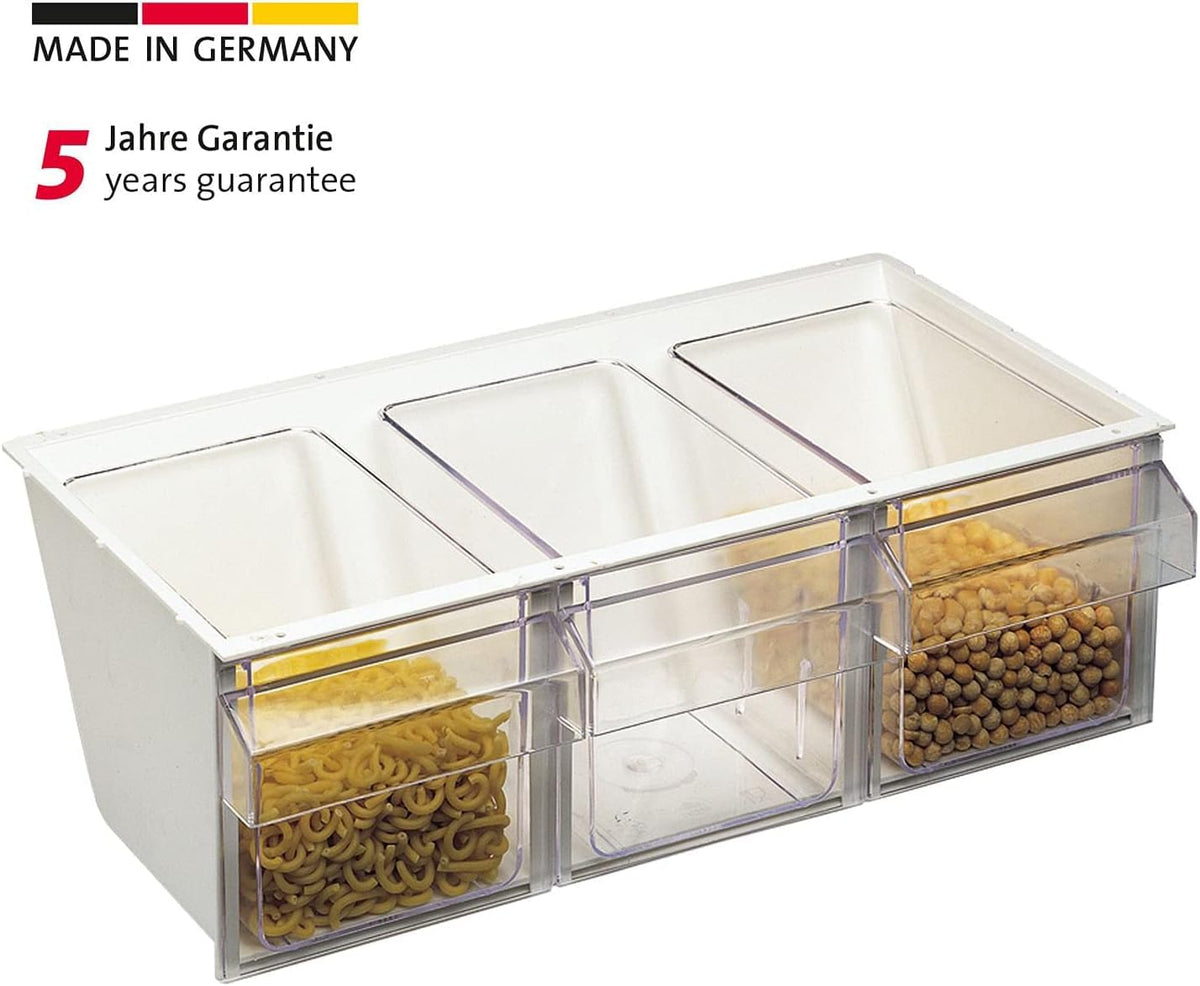 Westmark Schüttengehäuse, Mit drei Schütten, Fassungsvermögen: je 1 l, Kunststoff, Milano, Transparent/Weiß, 76072240