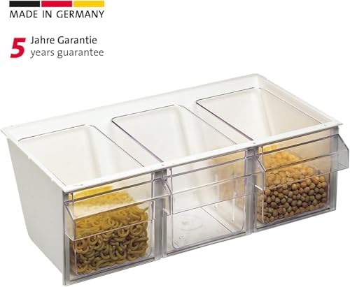 Westmark Schüttengehäuse, Mit drei Schütten, Fassungsvermögen: je 1 l, Kunststoff, Milano, Transparent/Weiß, 76072240