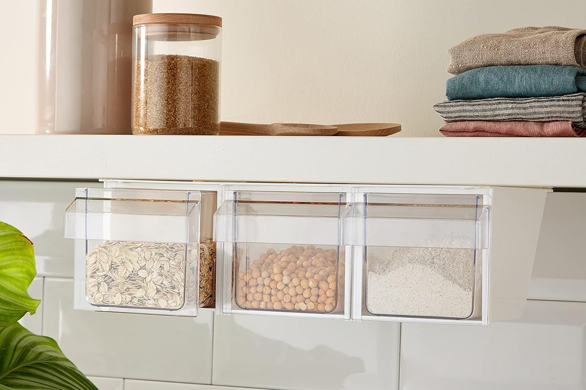 Westmark Schüttengehäuse, Mit drei Schütten, Fassungsvermögen: je 1 l, Kunststoff, Milano, Transparent/Weiß, 76072240