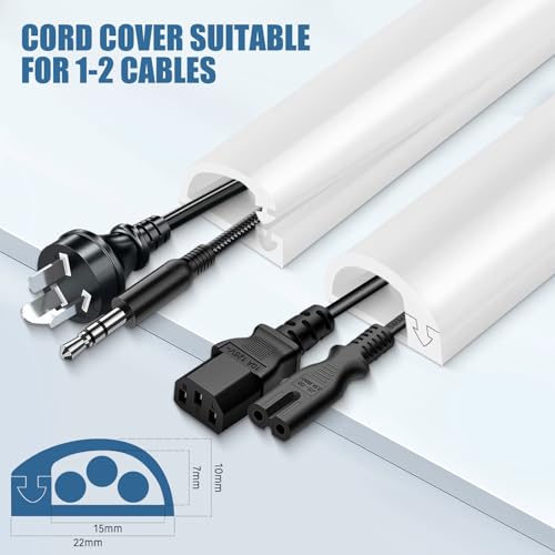 Silikon Kabelkanal Selbstklebend 3m Kabelleiste Boden Seitlich offen für Einfachen Zugang Kabelkanal Flexibel für Wände und Böden, Flexibel & Geruchlos, 7x14mm