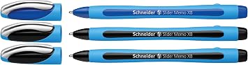 Schneider Kugelschreiber Slider Memo XB (extrabreit, Made in Germany) 3er Etui, 2x schwarz/1x blau