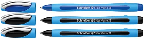 Schneider Kugelschreiber Slider Memo XB (extrabreit, Made in Germany) 3er Etui, 2x schwarz/1x blau