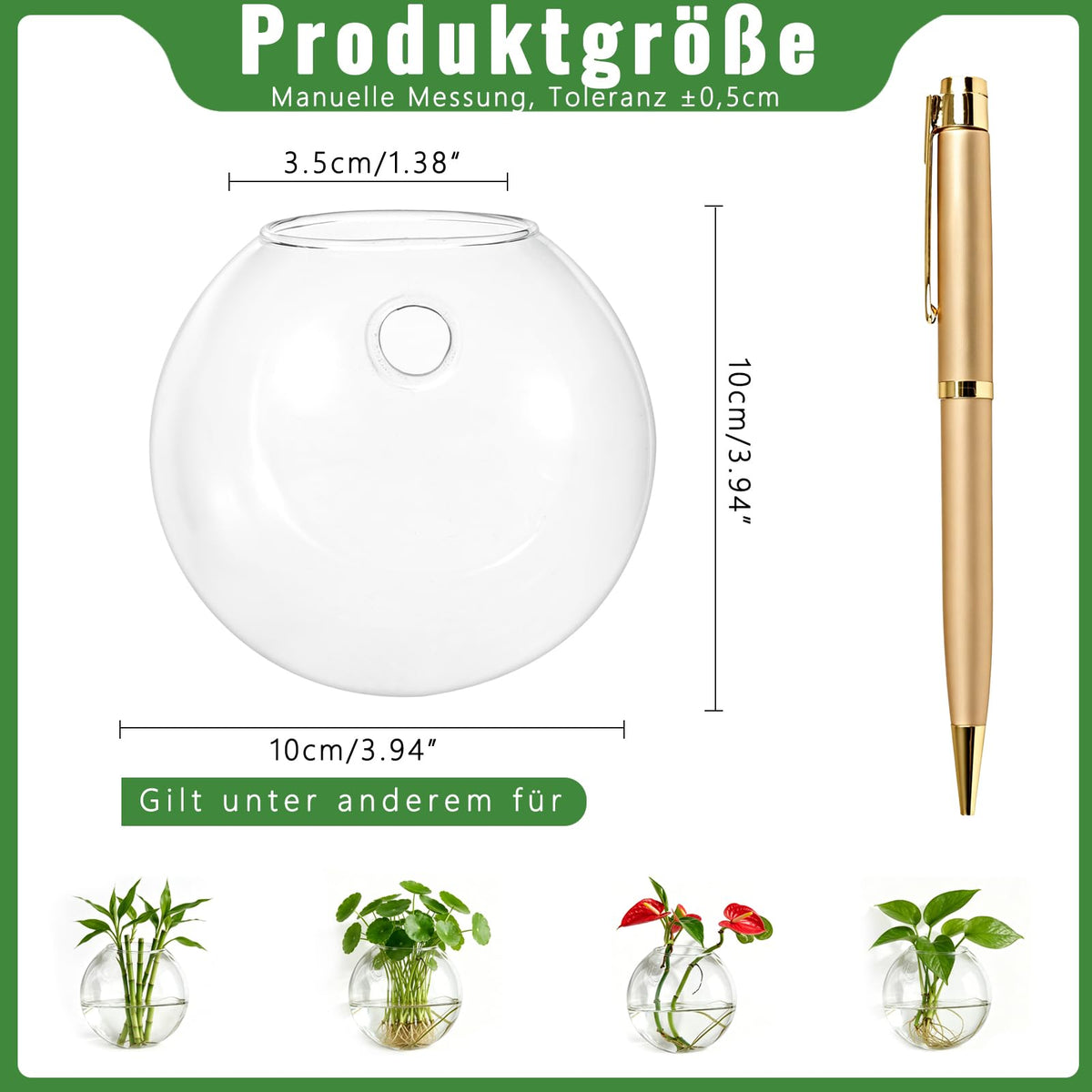 NUPTIO Glas Wandvase Modernes für Pflanzen: Wandbehang Glasvase 4er-Set