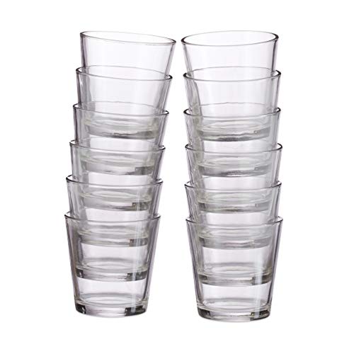 Relaxdays, klar Teelichtgläser 12er Set, konisch, Tischdeko, Gläser für Dessert, Votivgläser, Gastgeschenk, 7,5 cm Ø, Standard