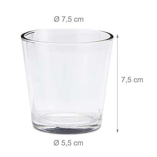 Relaxdays, klar Teelichtgläser 12er Set, konisch, Tischdeko, Gläser für Dessert, Votivgläser, Gastgeschenk, 7,5 cm Ø, Standard