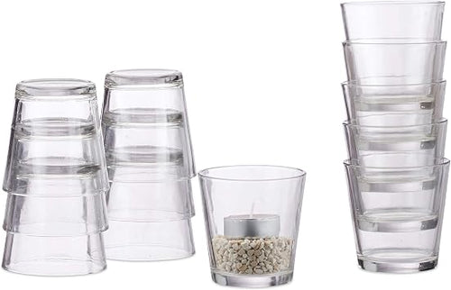Relaxdays, klar Teelichtgläser 12er Set, konisch, Tischdeko, Gläser für Dessert, Votivgläser, Gastgeschenk, 7,5 cm Ø, Standard