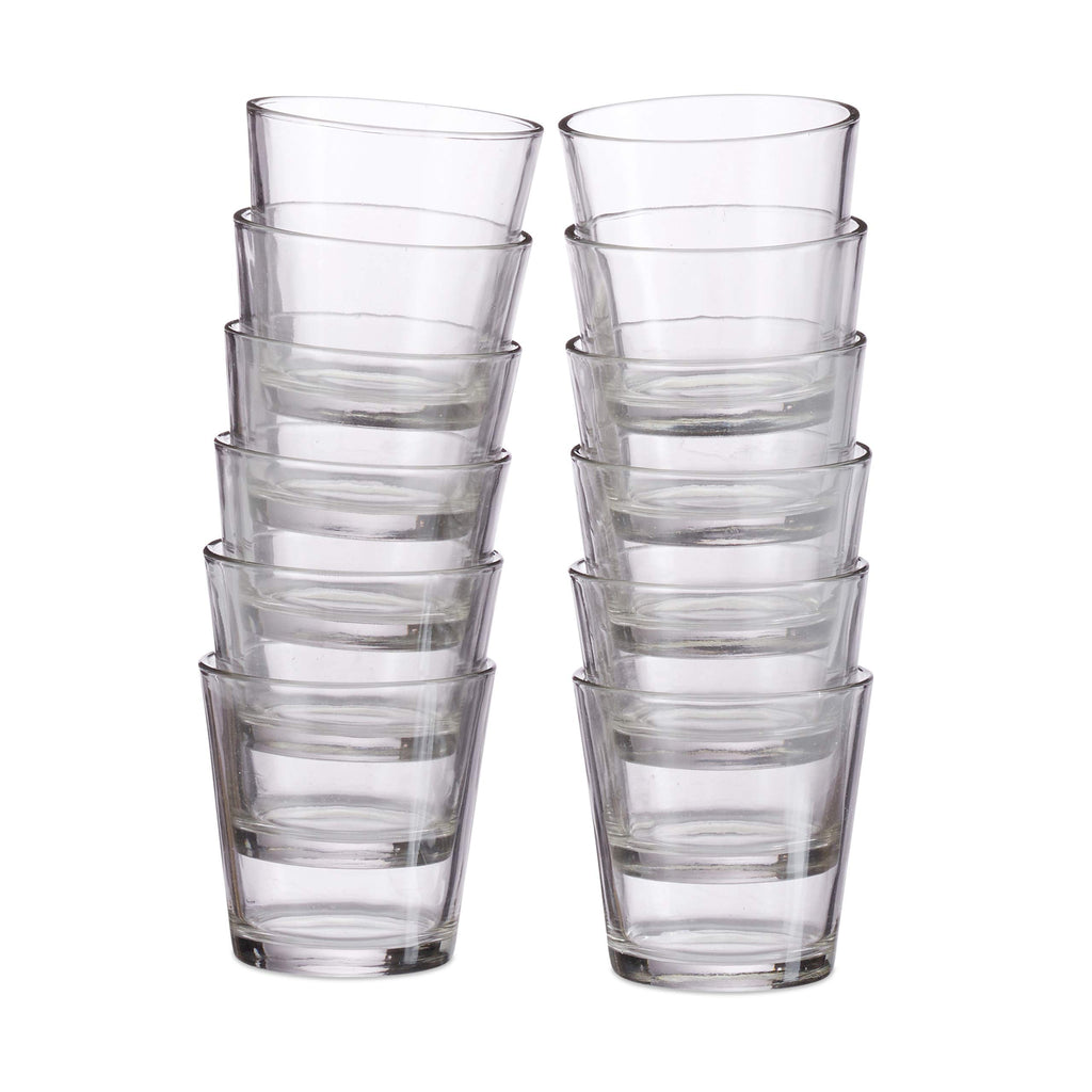 Relaxdays, klar Teelichtgläser 12er Set, konisch, Tischdeko, Gläser für Dessert, Votivgläser, Gastgeschenk, 7,5 cm Ø, Standard