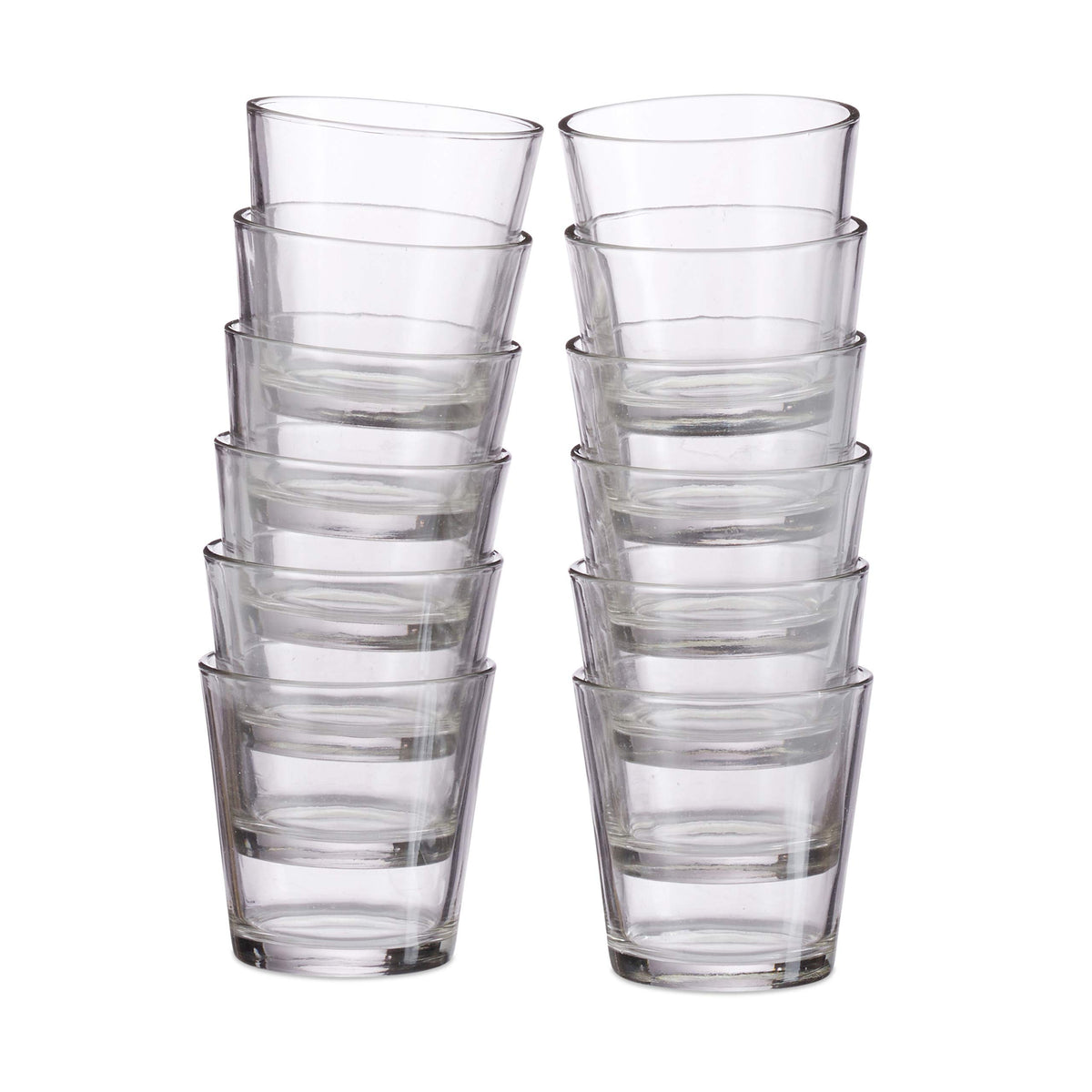 Relaxdays, klar Teelichtgläser 12er Set, konisch, Tischdeko, Gläser für Dessert, Votivgläser, Gastgeschenk, 7,5 cm Ø, Standard