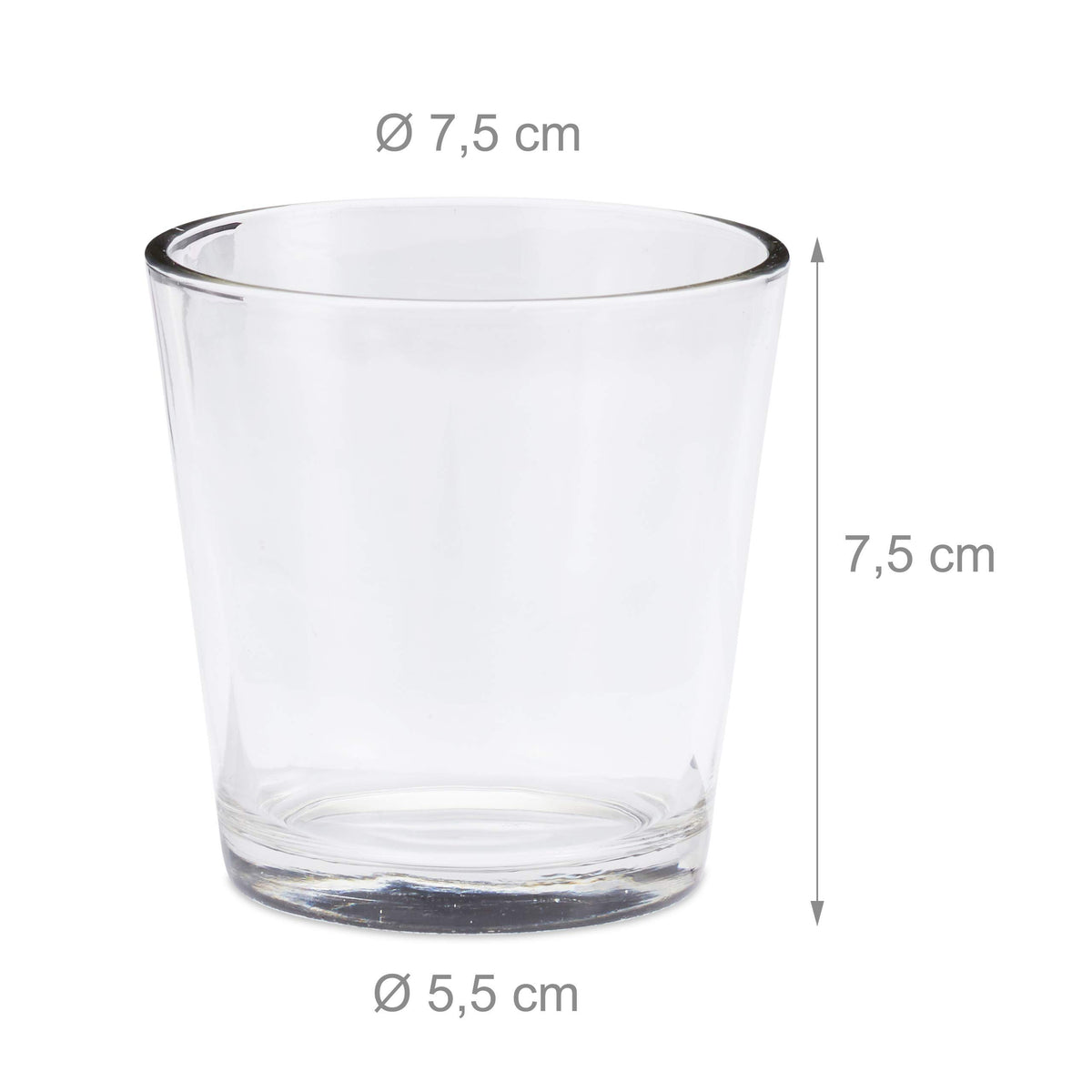 Relaxdays, klar Teelichtgläser 12er Set, konisch, Tischdeko, Gläser für Dessert, Votivgläser, Gastgeschenk, 7,5 cm Ø, Standard