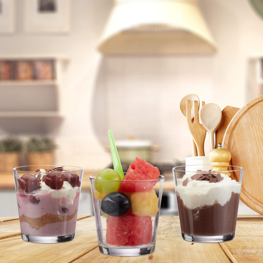 Relaxdays, klar Teelichtgläser 12er Set, konisch, Tischdeko, Gläser für Dessert, Votivgläser, Gastgeschenk, 7,5 cm Ø, Standard