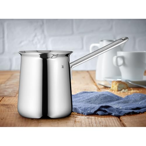 WMF Gourmet Mokkakännchen 340 ml, Mokkakanne für 6 Tassen geeignet, aus poliertem Cromargan Edelstahl, spülmaschinenfest, nicht induktionsgeeignet, Silberfarben