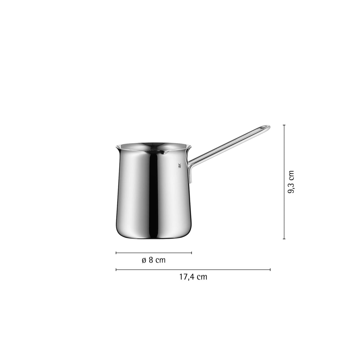 WMF Gourmet Mokkakännchen 340 ml, Mokkakanne für 6 Tassen geeignet, aus poliertem Cromargan Edelstahl, spülmaschinenfest, nicht induktionsgeeignet, Silberfarben