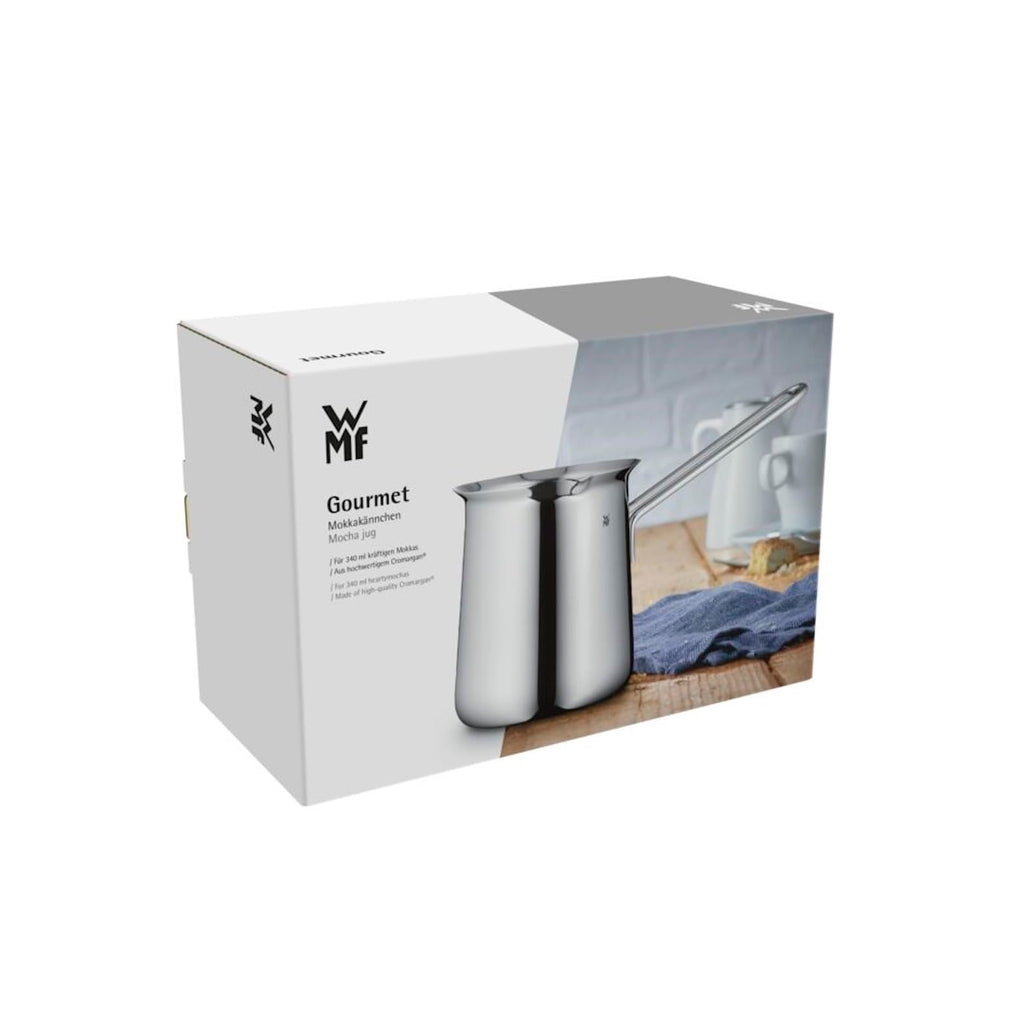 WMF Gourmet Mokkakännchen 340 ml, Mokkakanne für 6 Tassen geeignet, aus poliertem Cromargan Edelstahl, spülmaschinenfest, nicht induktionsgeeignet, Silberfarben