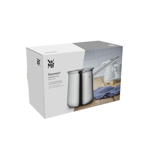 WMF Gourmet Mokkakännchen 340 ml, Mokkakanne für 6 Tassen geeignet, aus poliertem Cromargan Edelstahl, spülmaschinenfest, nicht induktionsgeeignet, Silberfarben