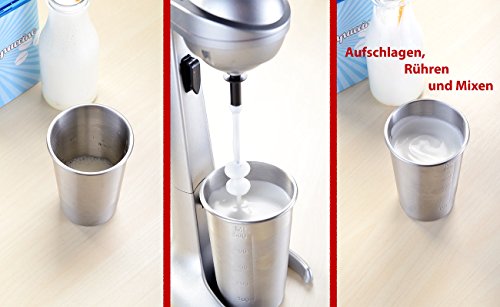 Rosenstein & Söhne Milchshaker: Elektrischer Drink-Mixer mit Edelstahl-Becher, 65 Watt (Milchshaker elektrisch, Milchshake Mixer, Shake)