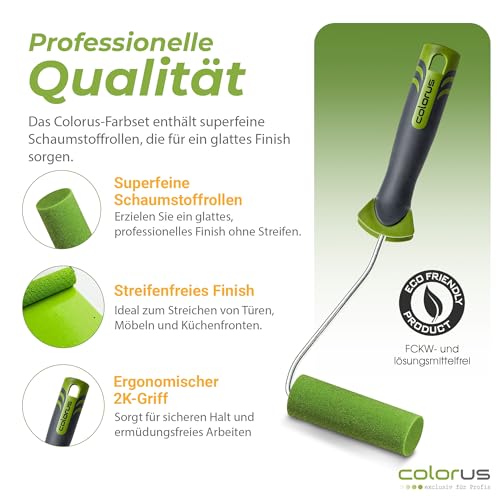 Colorus Lackierwalzen Set 10x Schaumwalze Lackrolle 11 cm gerade mit Bügel
