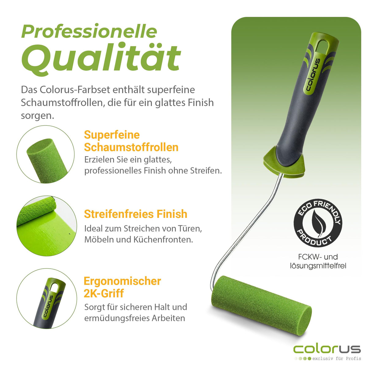 Colorus Lackierwalzen Set 10x Schaumwalze Lackrolle 11 cm gerade mit Bügel
