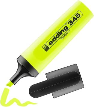 edding 345 Textmarker - gelb - 1 Highlighter - Keilspitze 2-5 mm - ideal für leuchtende Markierungen und Hervorhebung von Textpassagen und Notizen