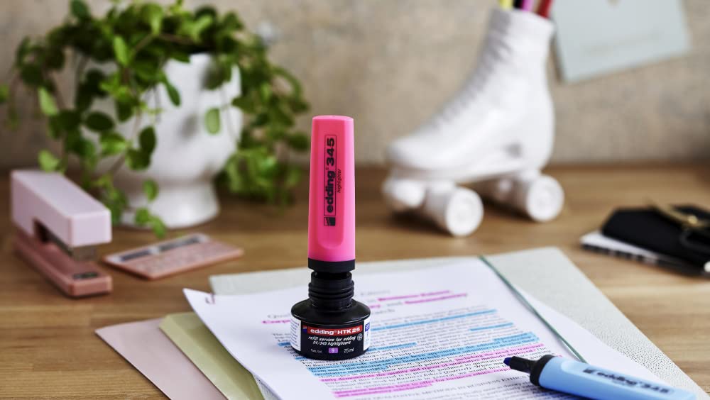 edding 345 Textmarker - gelb - 1 Highlighter - Keilspitze 2-5 mm - ideal für leuchtende Markierungen und Hervorhebung von Textpassagen und Notizen