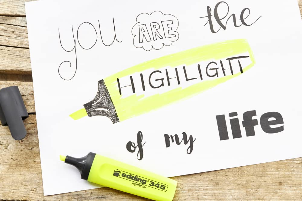 edding 345 Textmarker - gelb - 1 Highlighter - Keilspitze 2-5 mm - ideal für leuchtende Markierungen und Hervorhebung von Textpassagen und Notizen