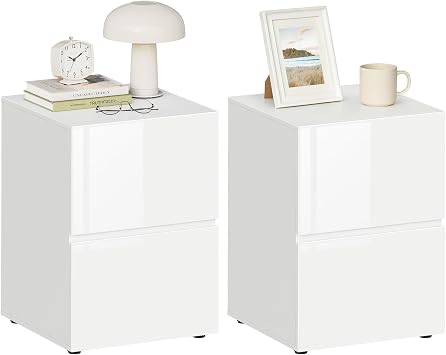 EUGAD Nachttisch 2er Set Hochglanz mit 2 Schubladen B40 cm