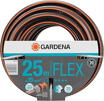 Gardena Comfort FLEX Schlauch 19 mm (3/4 Zoll), 25 m: Formstabiler, flexibler Gartenschlauch mit Power-Grip-Profil, aus hochwertigem Spiralgewebe, 25 bar Berstdruck, ohne Systemteile (18053-20)